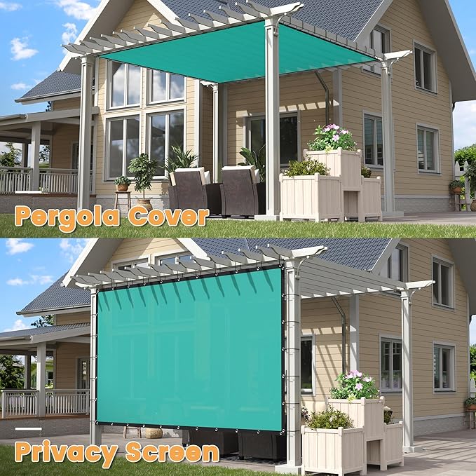 VICLLAX Shade Fabric Sun Shade Cloth with Every 2 FT Grommets for Patio Garden Pergola Cover Canopy 4x23 FT, Turquoise