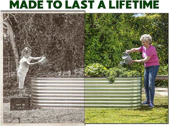 Galvanized Raised Garden Beds Outdoor // 8×2×2 ft Planter Raised Beds for Gardening, Vegetables, Flowers (Silver) // Large Metal Garden Box // Patented Tool-Free Design