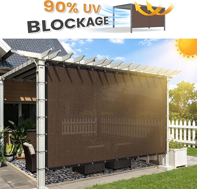 VICLLAX Shade Fabric Sun Shade Cloth with Every 2 FT Grommets for Patio Garden Pergola Cover Canopy 13x23 FT, Mocha
