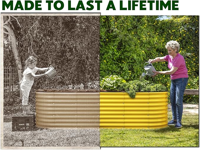 Galvanized Raised Garden Beds Outdoor // 6×2×2 ft Planter Raised Beds for Gardening, Vegetables, Flowers // Large Metal Garden Box (Yellow) // Patented Tool-Free Design