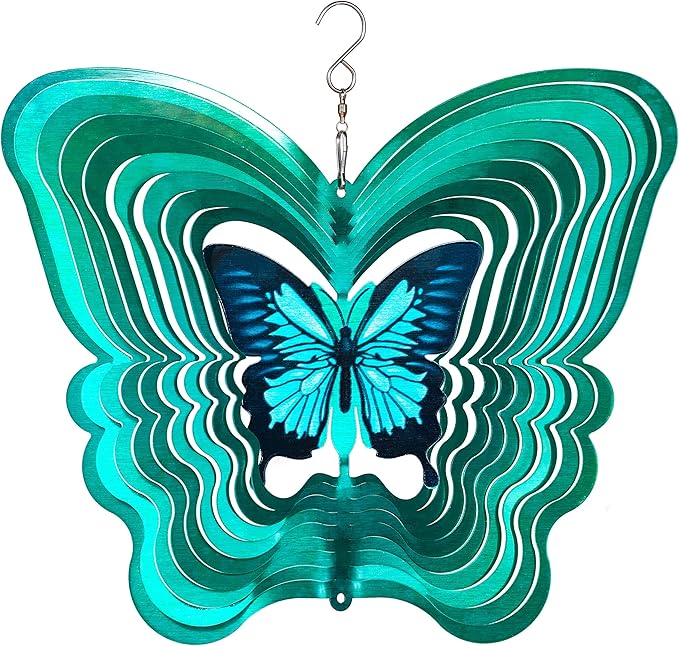 Butterfly Wind Spinners for Yard and Garden, Metal Butterfly Ornaments for Garden Décor, Outdoor Wind Spinner, Butterfly Gifts, Outdoor Garden Decoration, 12 inch Butterfly Wall Décor by ISEO