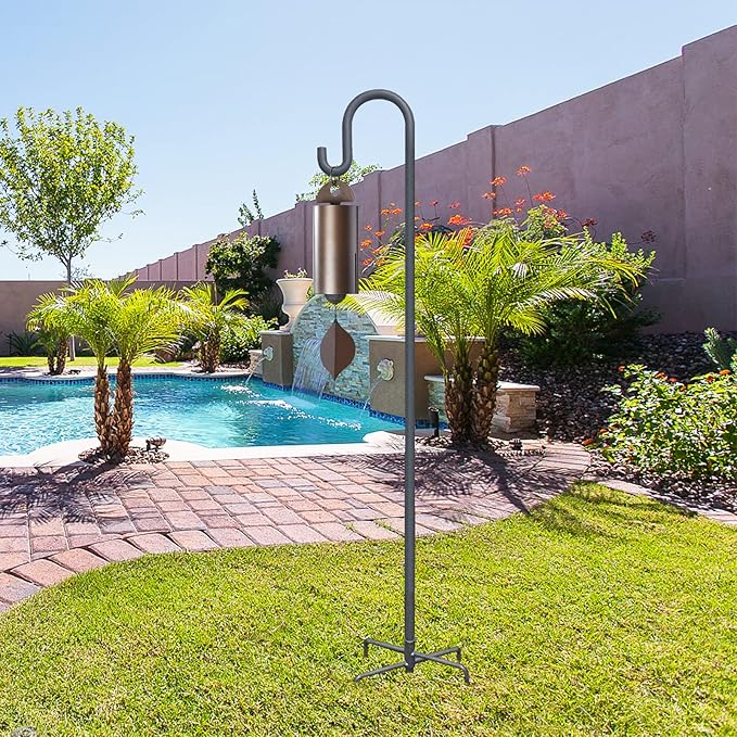 Highpro Shepherd Hook for Outdoor 47 Inch Bird Feeder Hanger Heavy Duty for Hummingbird Feeder Hanger Stand with 5-Prong Base for Lanterns, Wedding (2 Packs)