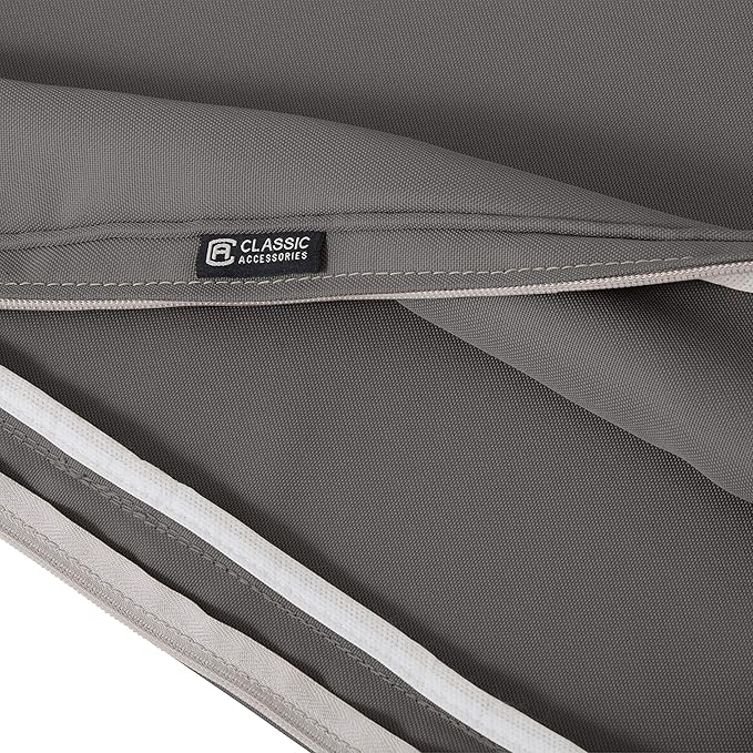 Classic Accessories Montlake Water-Resistant 19 x 20 x 4 Inch Patio Lounge Back Cushion, Light Charcoal Grey, Outdoor Loveseat Cushions