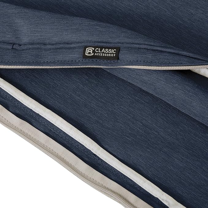 Classic Accessories Montlake Water-Resistant 25 x 18 x 4 Inch Patio Lounge Back Cushion, Heather Indigo Blue, Outdoor Loveseat Cushions