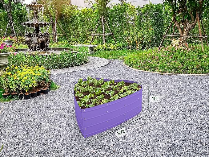 Galvanized Raised Garden Beds Outdoor // Planter Raised Beds for Gardening, Vegetables, Flowers // Large Metal Garden Box (Purple) // Tool-Free Assembly